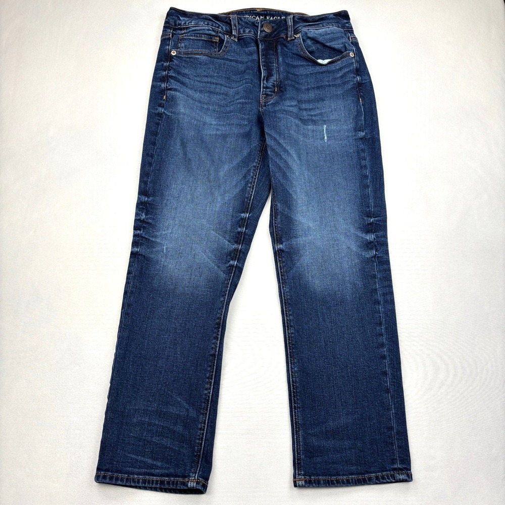 American Eagle Jeans Womens 8 Short Dark Wash Straight Leg Stretch Denim 8S Blue